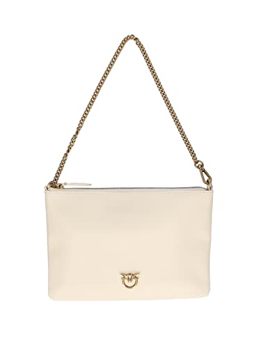 Pinko Flat Classic Vitello, Borsa Donna, Z14Q_Bianco Seta-Antique...