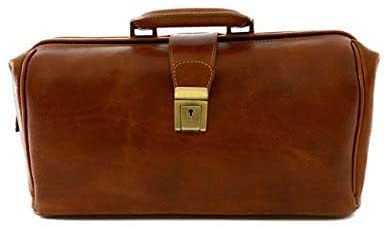 Borsa Medico/Dottore Unisex In Vera Pelle 100% Colore Cognac - Made In...