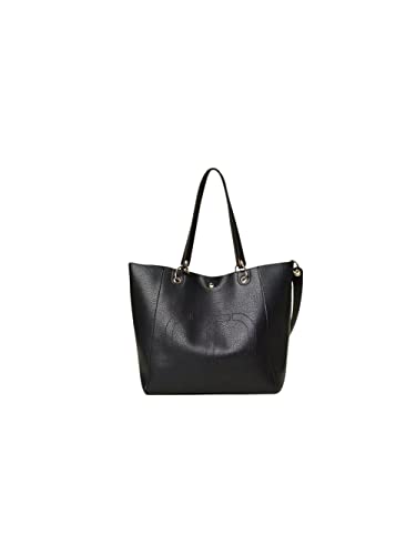 Twinset Borsa Shopper Twinset con logo traforato Nero, in ecopelle, da...