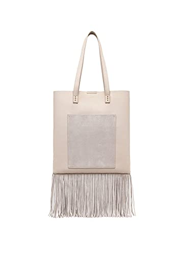 NALì La borsa effetto suede avorio design piatto con tasca frontale e...