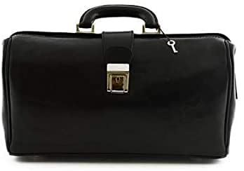 Borsa Medico/Dottore Unisex In Vera Pelle 100% Colore Nero - Made In...