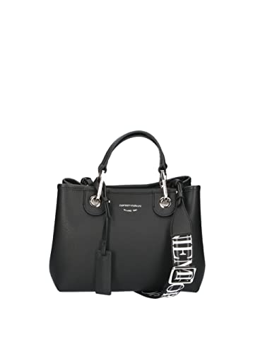 Emporio Armani Borsa a mano Blu con tracolla logata All Over...