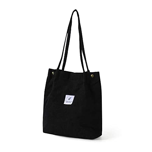 TZMY-EU Borsa Tote in Velluto a Coste Borsa a Tracolla Casuale Nero...