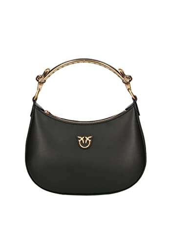 Pinko Love Mini Half Moon Vitello Se, Borsa Donna, Z99q_nero-antique...