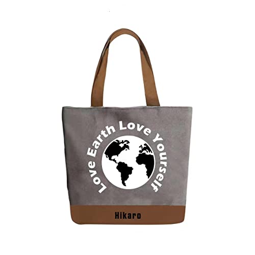 HIKARO Borsa da donna in tela, grande borsa portaoggetti con cerniera,...