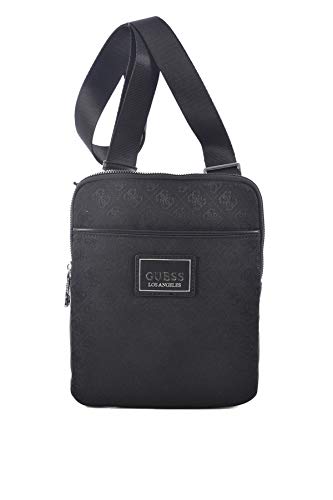 Guess Dan Logo Mini Flat Crossbody Black