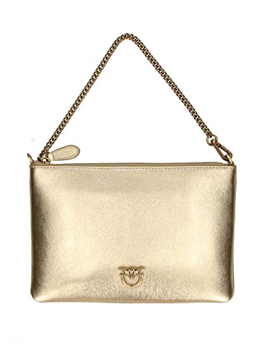 Pinko Flat Classic Sheep Nappa LAMIN, Borsa Donna, ZZLQ_Oro-Antique...