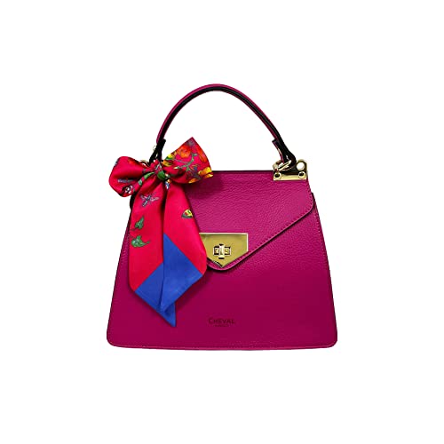 Cheval Firenze Borsa a mano Nany, Vera Pelle Made in Italy (Fucsia)