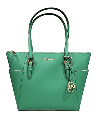 Michael Kors Charlotte - Borsa grande con zip superiore, Verde...