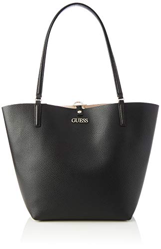 Guess Alby Toggle Tote, Bags Satchel Donna, Black/Stone, Taglia unica