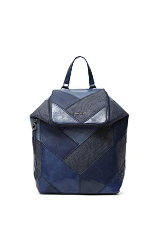 Desigual Zaino Grande in Poliuretano, PU Back Pack Big Donna, Blu,...