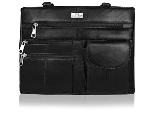 Quenchy London Borsa da Donna in Vera Pelle Morbida - Con Tracolla e 2...