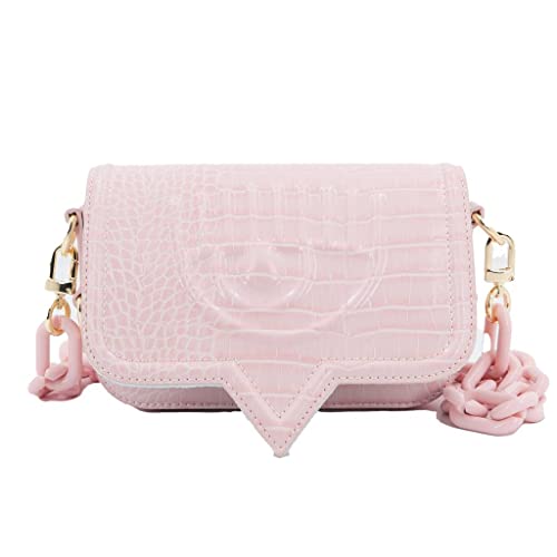 Borsa Chiara Ferragni Rosa Eyelike Croco Crossbody Unica