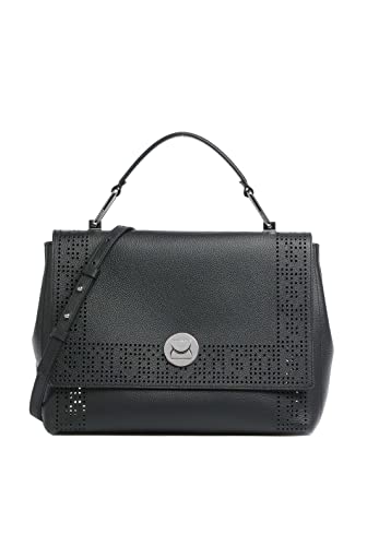 Coccinelle Liya Perforee - Borsa a tracolla, colore: Nero/Marrone