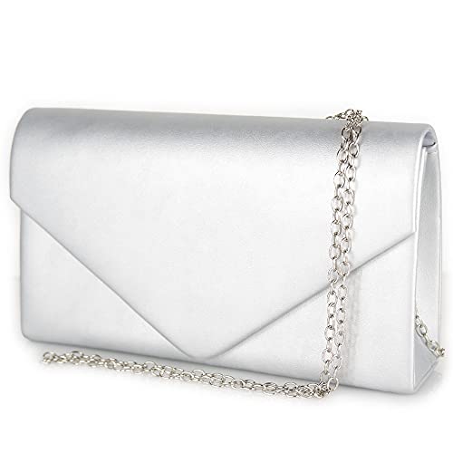 Borsetta argentata elegante cerimonia da donna sera clutch bag...