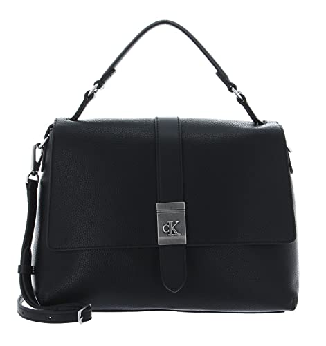 Calvin Klein Mono Hardw Soft Satchel, Cartelle Donna, Nero, Medium