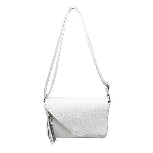 Tracollina Borsa Donna in Pelle Italiana Borsetta a Spalla (Bianco)