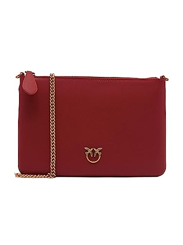Pinko, FLAT CLASSIC VITELLO SETA Donna, R40Q_DARK RED-ANTIQUE GOLD,...