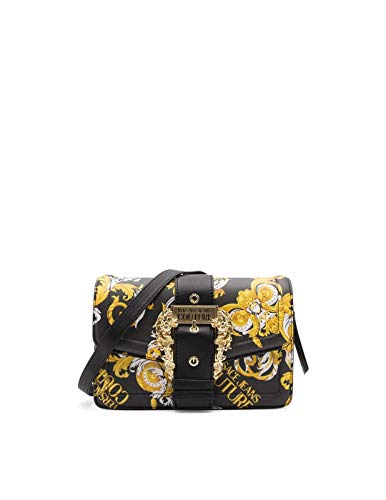 Versace JEANS COUTURE BORSA NERA CON STAMPA ORO E1VZABF1-LINEA F DIS 1...