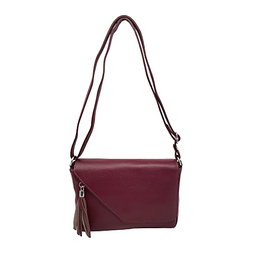 Tracollina Borsa Donna in Pelle Italiana Borsetta a Spalla (Bordeaux)