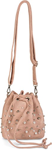 styleBREAKER Borsa a secchiello piccola con perline, borsa a tracolla,...