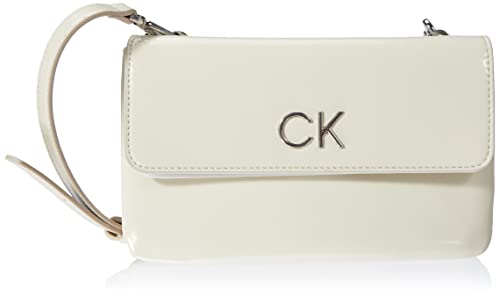 Calvin Klein Re-Lock DBL Xbody W/Flap Saff, Borsa Donna, Bianco...