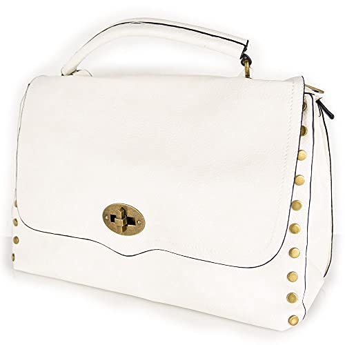 Emila Borsa bianca donna con borchie tracolla a mano borchiata da...