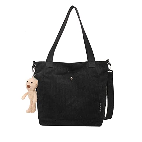Borsa tote in velluto a coste per donne e ragazze casual borsa a...