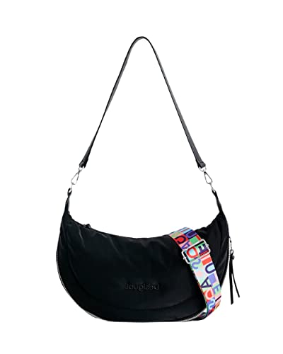 Desigual Bols_Happy Bag Kuwait, Borsa a Tracolla Donna, Nero, Taglia...