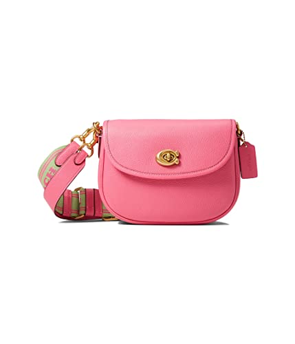 COACH Borsa da sella in salice in pelle di ciottoli lucidata Petunia...