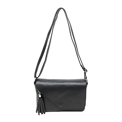 Tracollina Borsa Donna in Pelle Italiana Borsetta a Spalla (Nero)