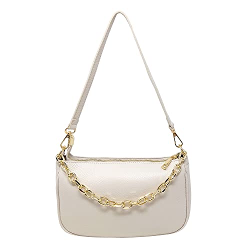 Pochette Borsetta Donna in Pelle Italiana Tracollina (Beige)