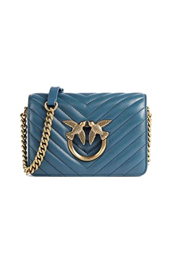 Pinko Borsa love click mini tracolla chevron 100067 A0GK G35Q petrol...