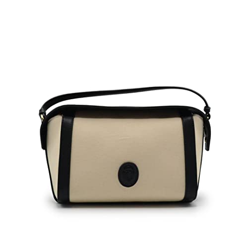 Trussardi Borsa media Aster in similpelle liscia e canvas nero/beige...