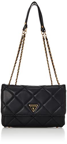 Guess Cessily Convertible Xbody Flap, Borsa Donna, Nero, Taglia unica