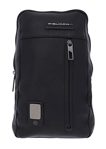 PIQUADRO Akron, Monospalla in Pelle Uomo, Nero