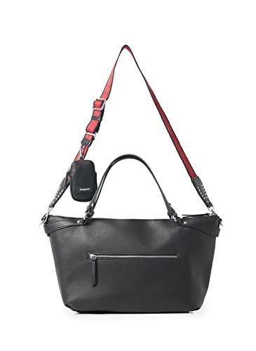 Desigual Bols_Embossed Half Libia, Borsa a Mano Donna, Nero, OneSize