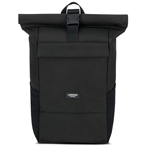 Larkson Zaino Roll Top Uomo Donna Nero - No 4 - Zainetto per Lavoro,...