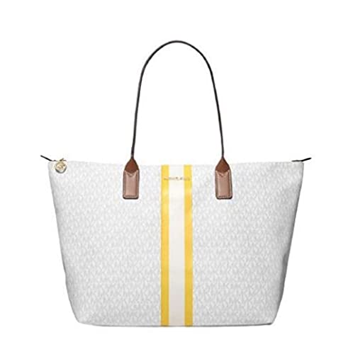 Michael Kors Borsa tote grande a righe con logo, Colore: bianco...