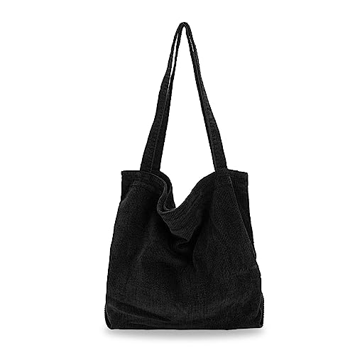 MUNSKT Borsa tote in velluto a coste spesso con cerniera e tasca...