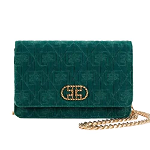 Elisabetta Franchi Borsa BS57A27E2 smeraldo a tracolla in velluto...