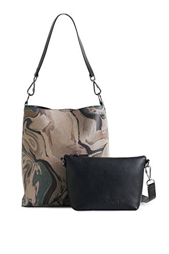 Desigual Bag_Green Marron, Borsa Verde Inca BU 6035 Tierra Donna