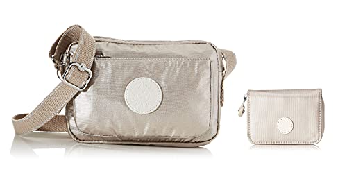 Kipling Abanu, Borsa a Tracolla Donna Argento (Metallic Glow) +...