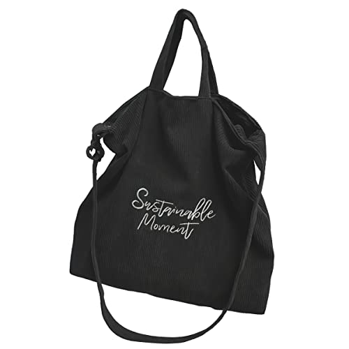 Borsa tote in velluto a coste riutilizzabile di grande capacità Borsa...