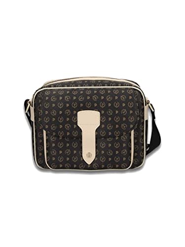 Pollini Borsa a tracolla Heritage Donna Pvc + Pelle Vit. (Nero/Avorio)