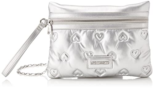 Love Moschino Borsa Pu Embossed Argento, BORSA A SPALLA Donna,...