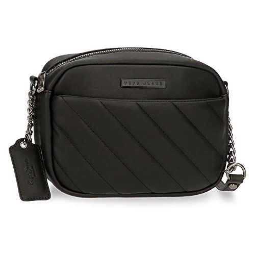 Pepe Jeans Kylie Borsa da corriere Nero 21x14x6 cm Ecopelle, Nero,...