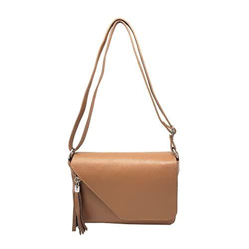 Tracollina Borsa Donna in Pelle Italiana Borsetta a Spalla (Cuoio)
