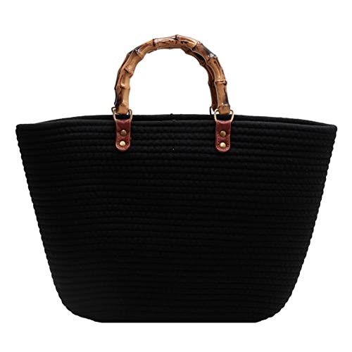 Starnearby Borsa di Paglia Donna Borsa a Mano in Cotone Intrecciato...