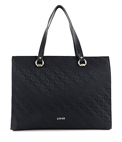 LIU JO Borsa Donna Nero AF1239 T6438 D SHOPPING BIG LOGO TESSUTO